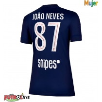 Camiseta Paris Saint-Germain Joao Neves #87 Primera Equipación para mujer 2025-26 manga corta